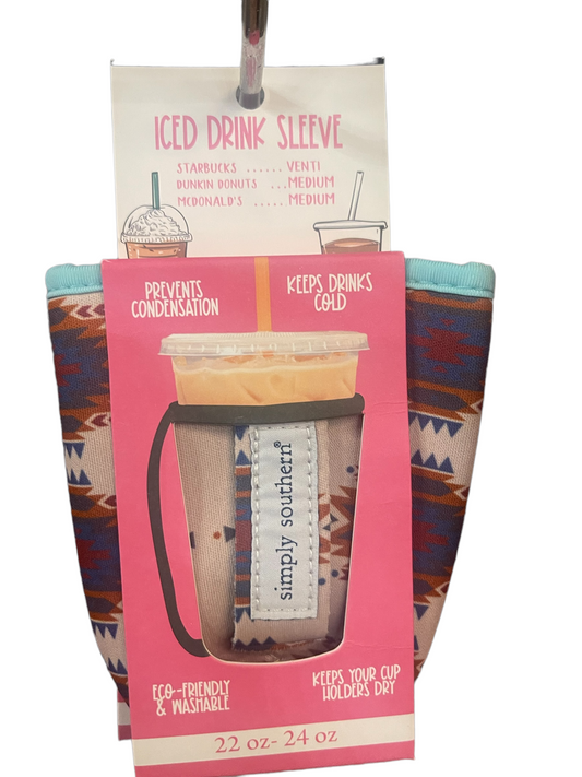 Simply Southern Iced Drink Sleeve (22-24 oz), eco-friendly, washable, prevents condensation, keeps drinks cold, in package.