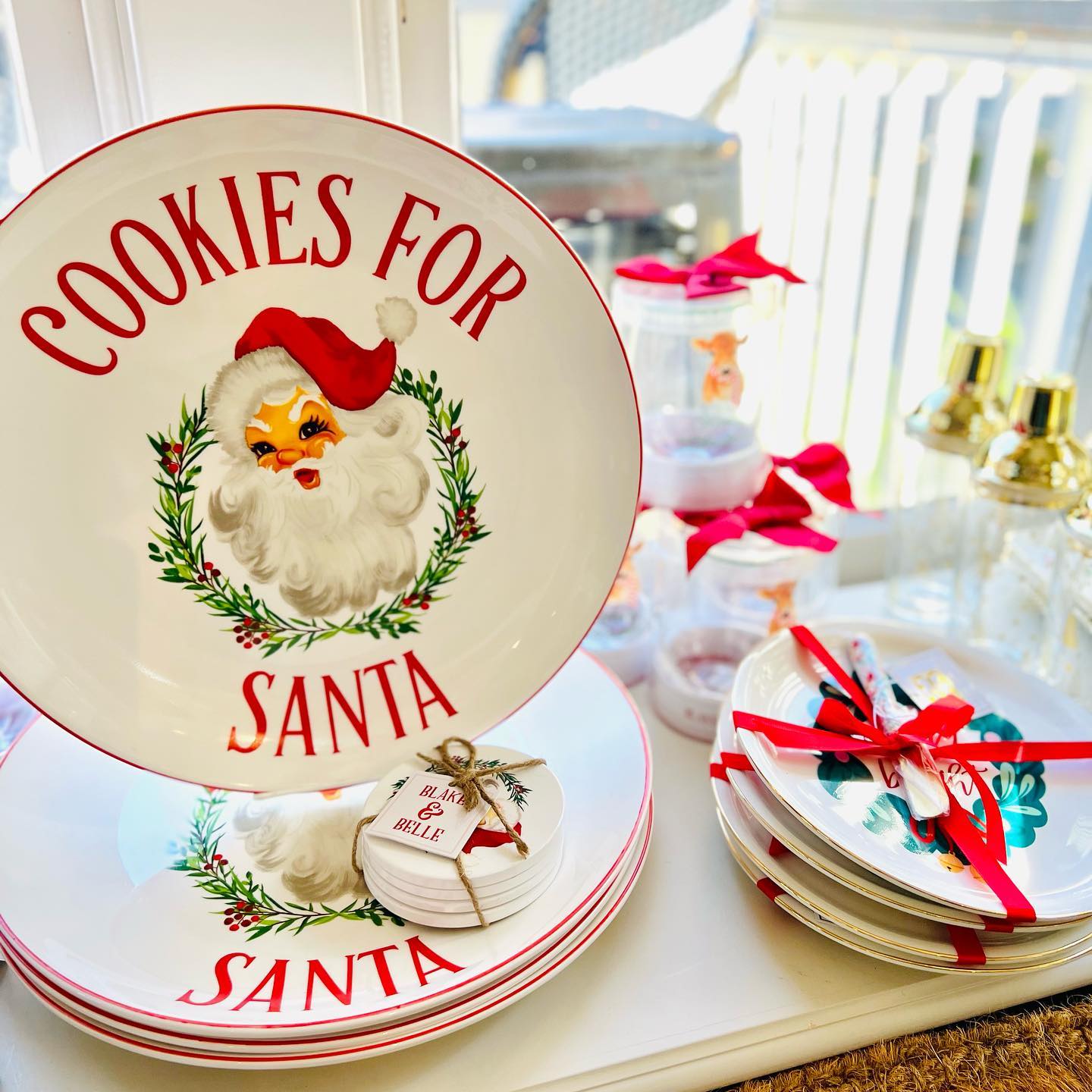 Round Santa Cookie Platter