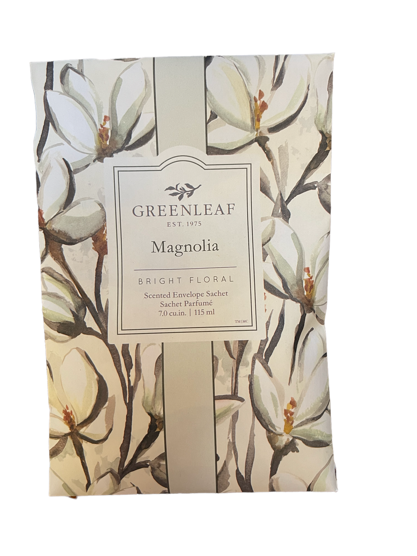 Magnolia Sachet with bright floral magnolia design, 7.0 cu in / 115 ml, provides long-lasting room fragrance.