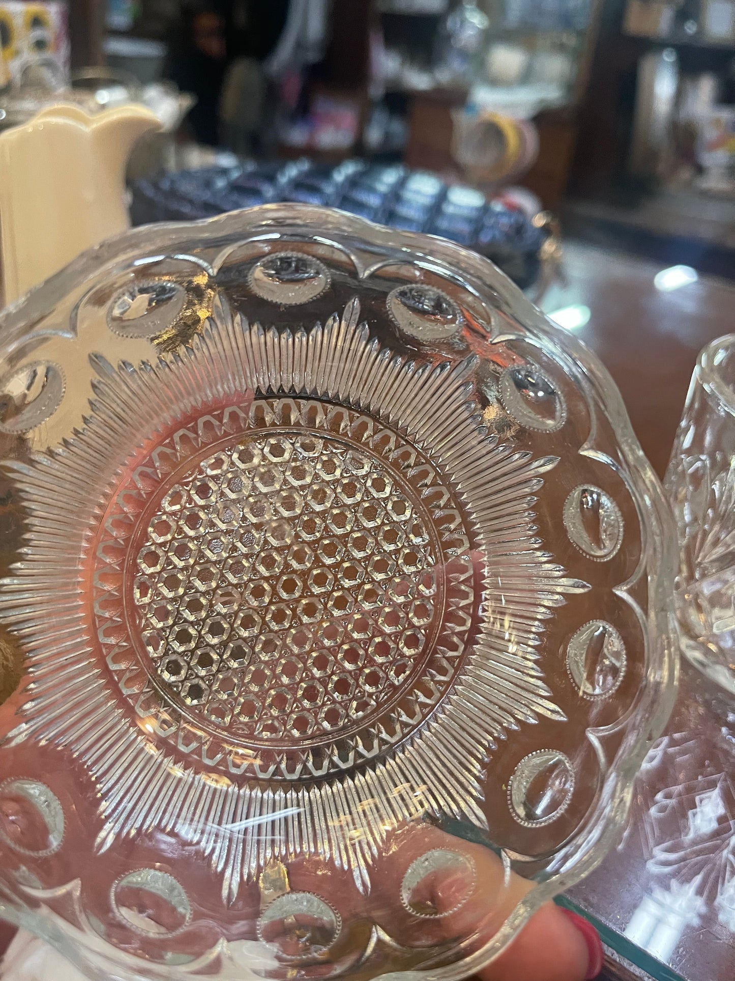 Small crystal bowl shown in close-up; available in 4-inch and 6-inch sizes.