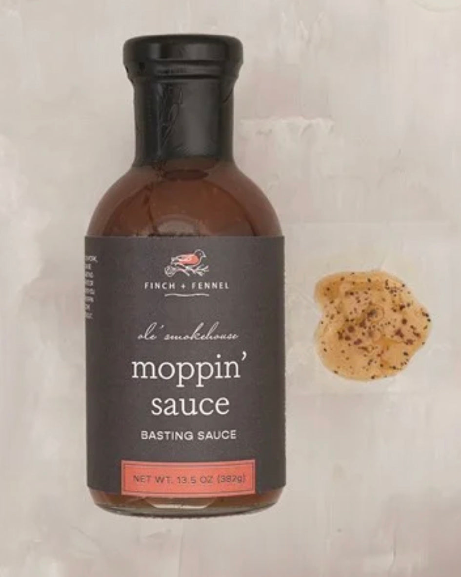 Ole' Smokehouse Moppin Sauce, 13.5 oz (382g), labeled "basting sauce." Suitable for grilled meats.