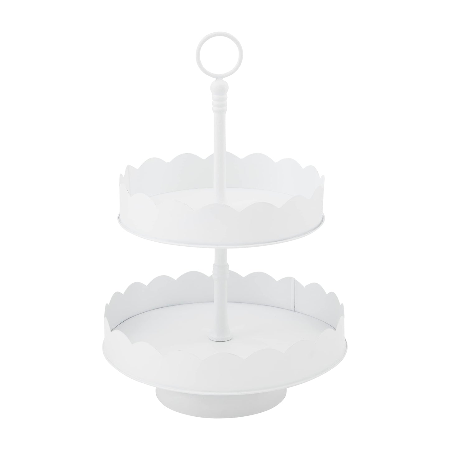 Two-tier server with scalloped edges and a round top handle; available in 10" and 14" sizes.