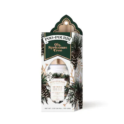 Poo Spray - Oh Spritzmas Tree in Holiday 2022 box with product visible through cutout. Available in multiple sizes.