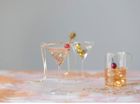 Glass Cocktail Ornament, 3 Styles