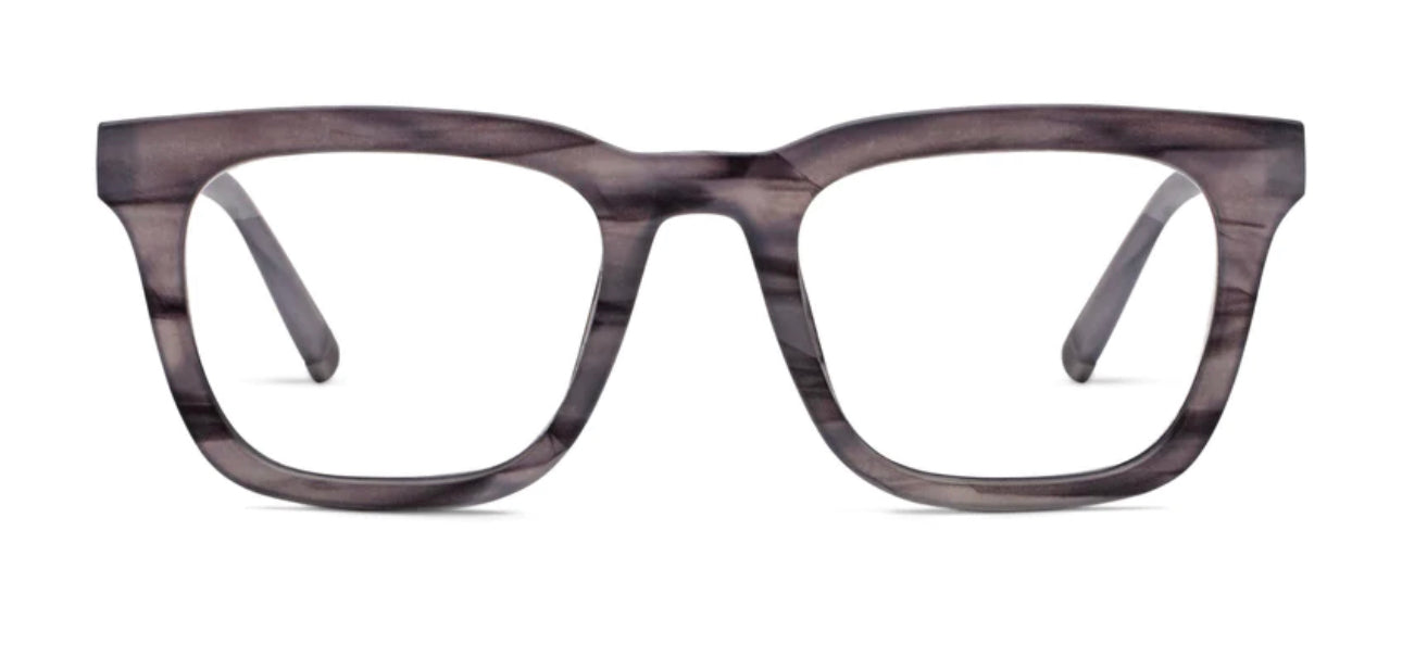 Rectangular gray marbled Rambling’ Man Peepers eyeglass frames with signature bold design. Available in multiple sizes.