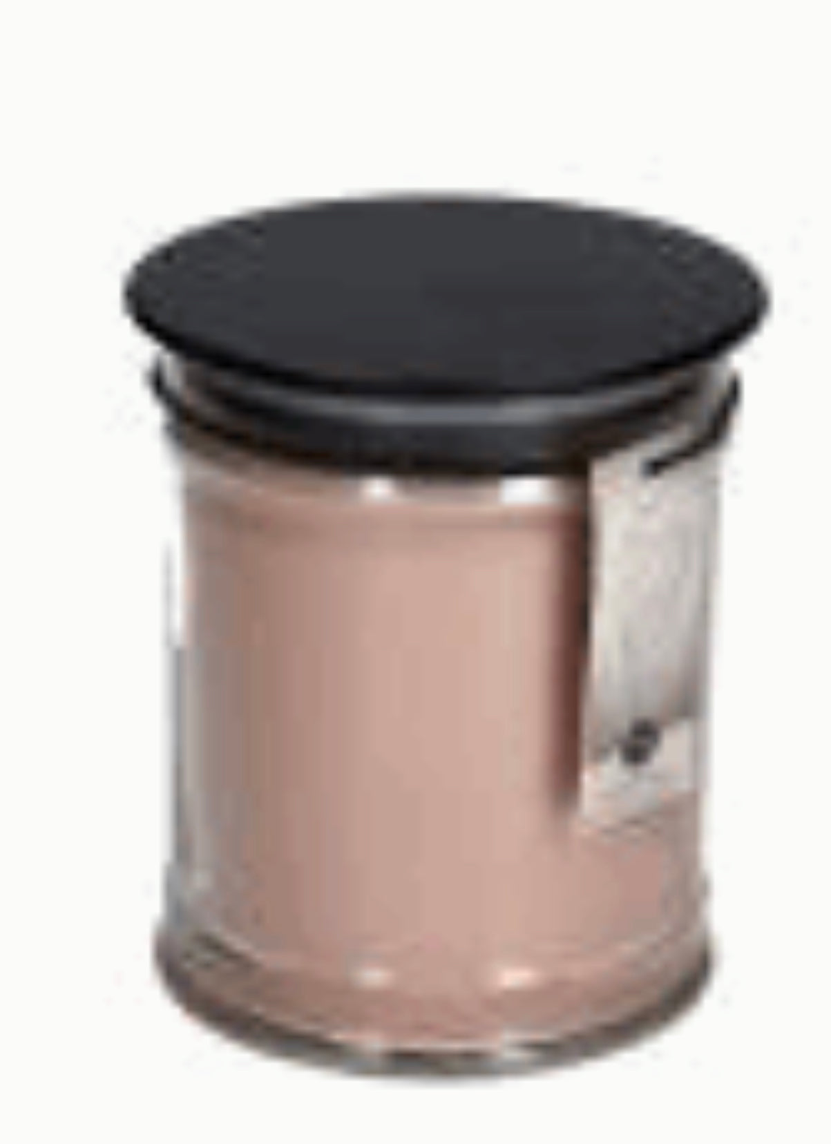 Sweet Grace candle, 18.5 oz, glass jar, light brown wax, black lid, metal side clip. Only available in 18.5 oz size.