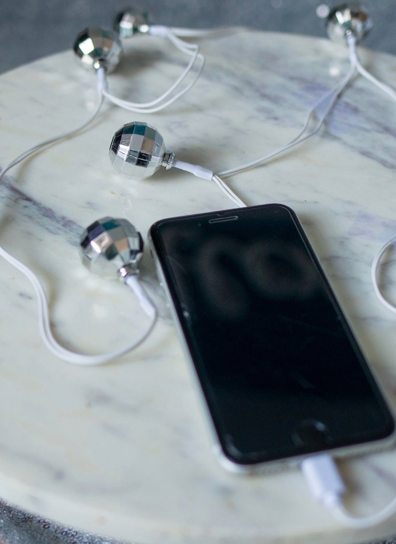 Disco Ball / iPhone charger with LED lights; available in small, medium, and large sizes.