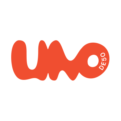Red, wavy "UNO" logo with connected letters; "DE50" appears vertically inside the "O." Available sizes: S, M, L, XL.
