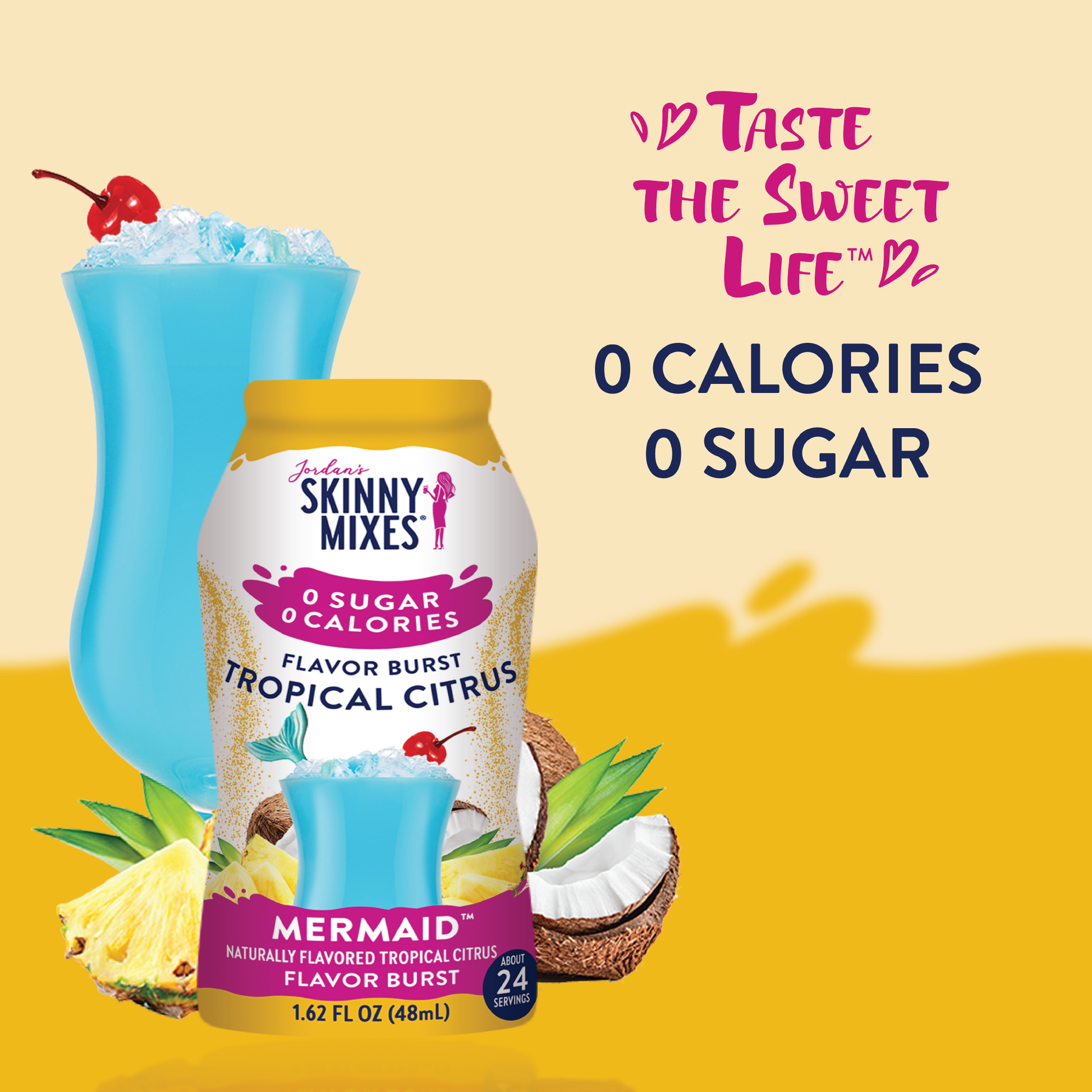 Flavor Burst - Sugar Free Mermaid™ bottle. Zero Calorie, Keto Friendly. Sizes: not specified. “Taste the Sweet Life.”.