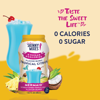 Flavor Burst - Sugar Free Mermaid™ bottle. Zero Calorie, Keto Friendly. Sizes: not specified. “Taste the Sweet Life.”.
