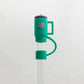 Straw Cover 10MM "Mint Cup": clear straw, green silicone flower topper, matching green ring. Available in 10MM size.