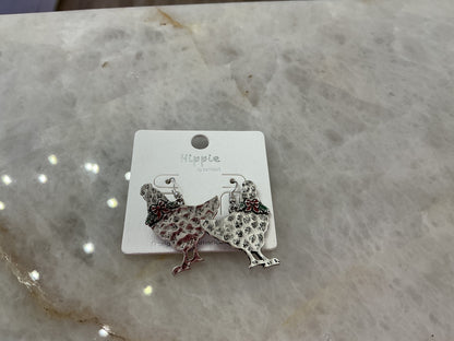 Silver Christmas Animal Earrings