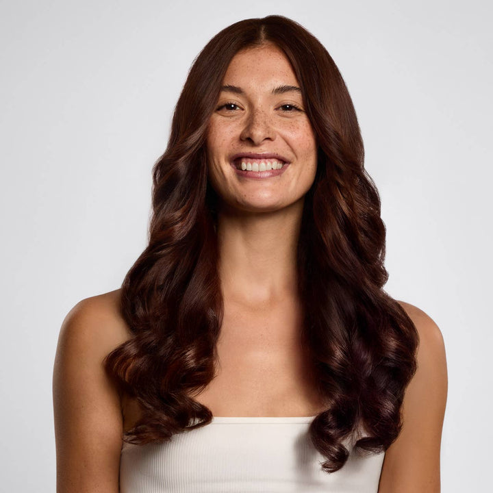 Eucalyptus Velvet XL Heatless Curling Set shown, creating easy overnight curls; available in multiple sizes.