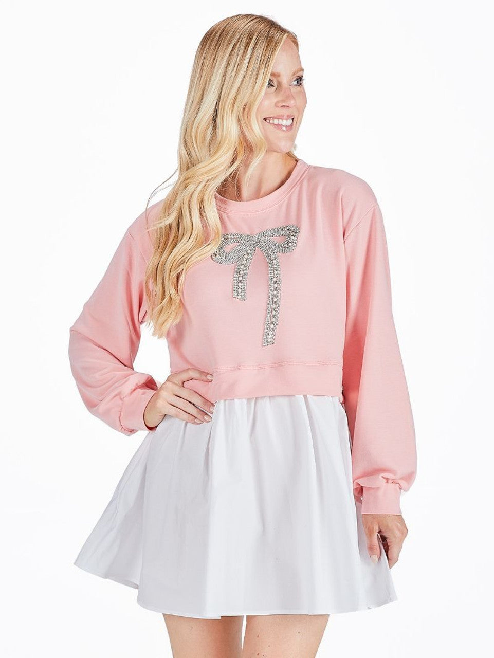 Twyla Bow Pink Sweatshirt Dress - XXL Twyla Bow Pink Sweatshirt Dress - XXL