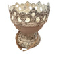 Ornate vintage **White Urn Metal** with lacy openwork rim, decorative pedestal base, weathered patina finish, and twine wrap. Sizes: Small, Medium, Large.