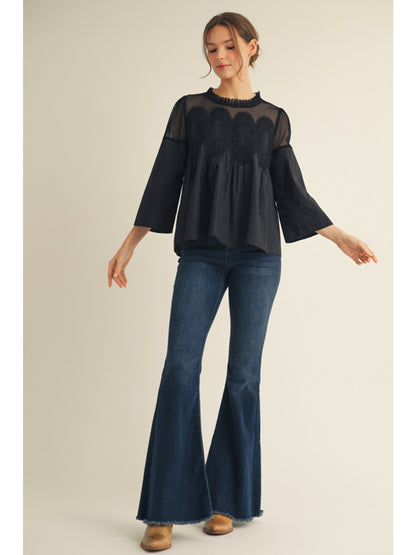 Nicole Crochet Accent Elegance Blouse