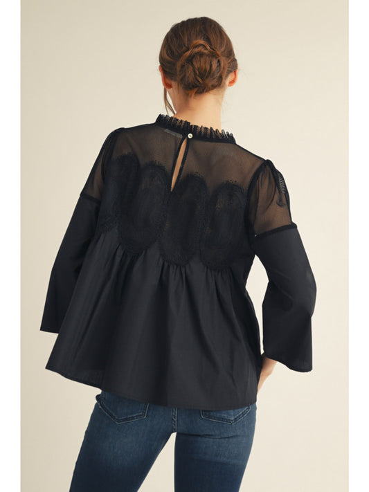 Nicole Crochet Accent Elegance Blouse