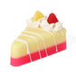 Handmade Artisan Pie Soap Mix: layered pink, yellow, and white slice, whipped cream top, candies, icing. Available in 3oz and 6oz.