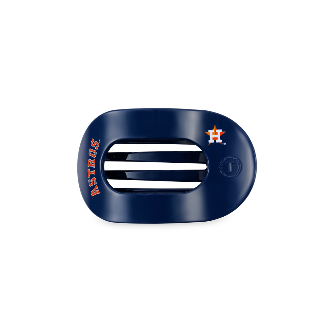 Navy blue car air freshener with horizontal vents, Houston Astros logo, and "ASTROS" in orange; available in standard size.