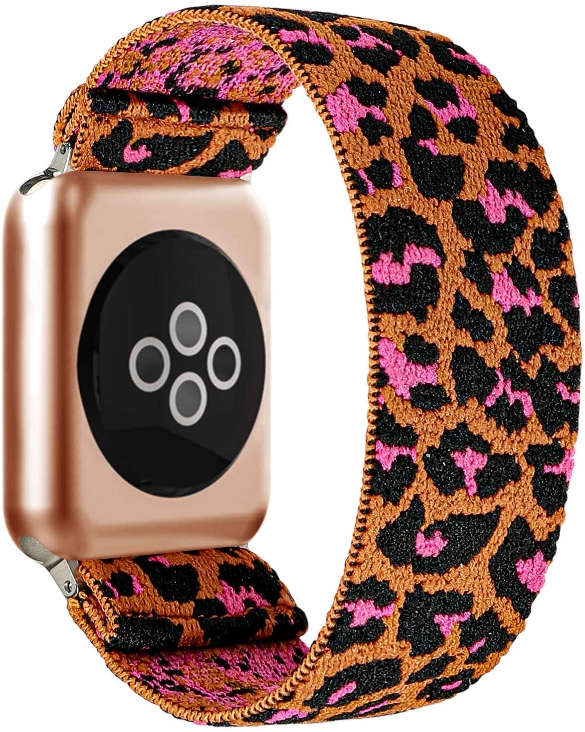 Tan and Pink Cheetah Nylon Apple Watch Band: 42/44mm