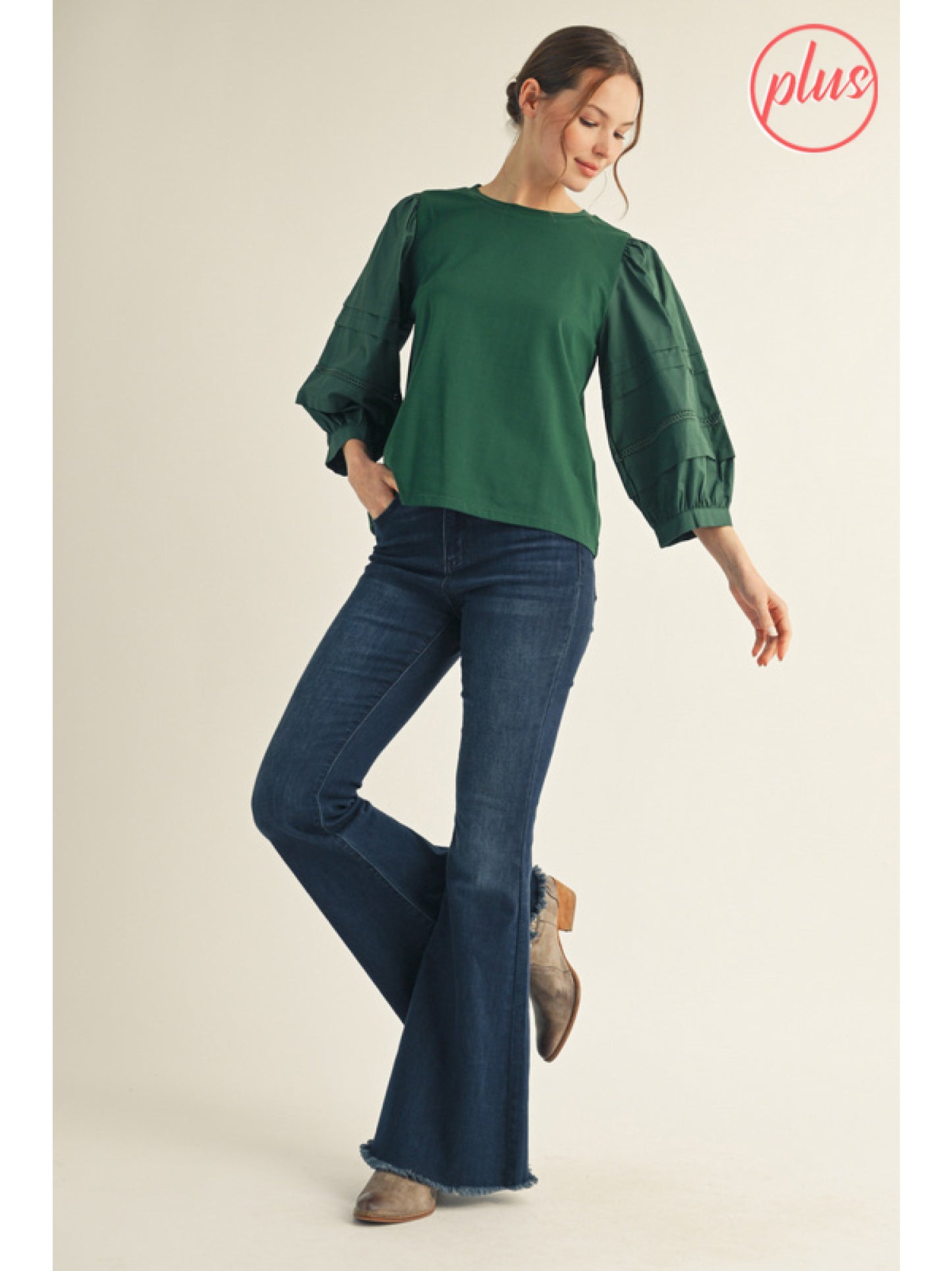Hunter Lace Trim Puff Sleeve Top