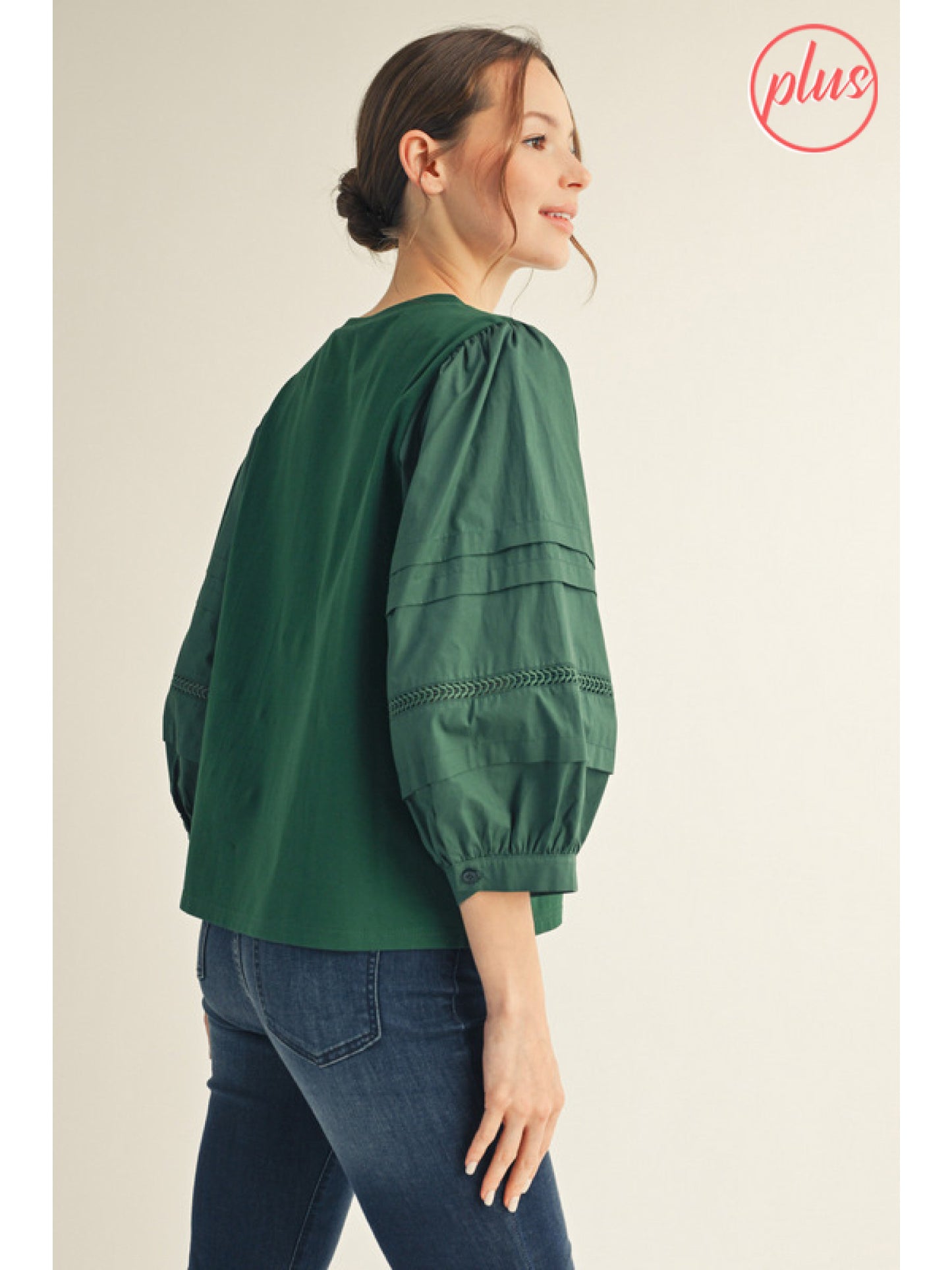 Hunter Lace Trim Puff Sleeve Top