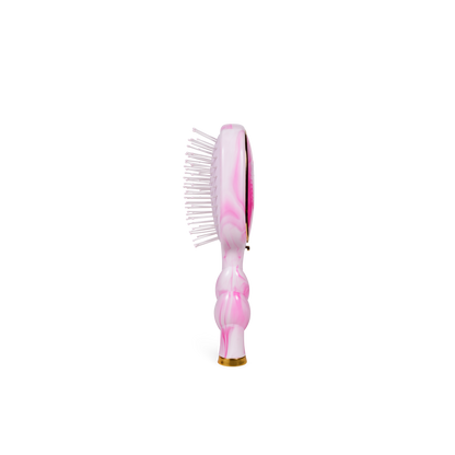 Mini Detangler Brush | Medium | Pinch Me! in pink with a marbled pattern and visible bristles. Available in medium size.