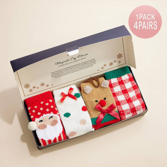 4Pairs - Santa Reindeer Christmas Gift Socks 

: Assorted