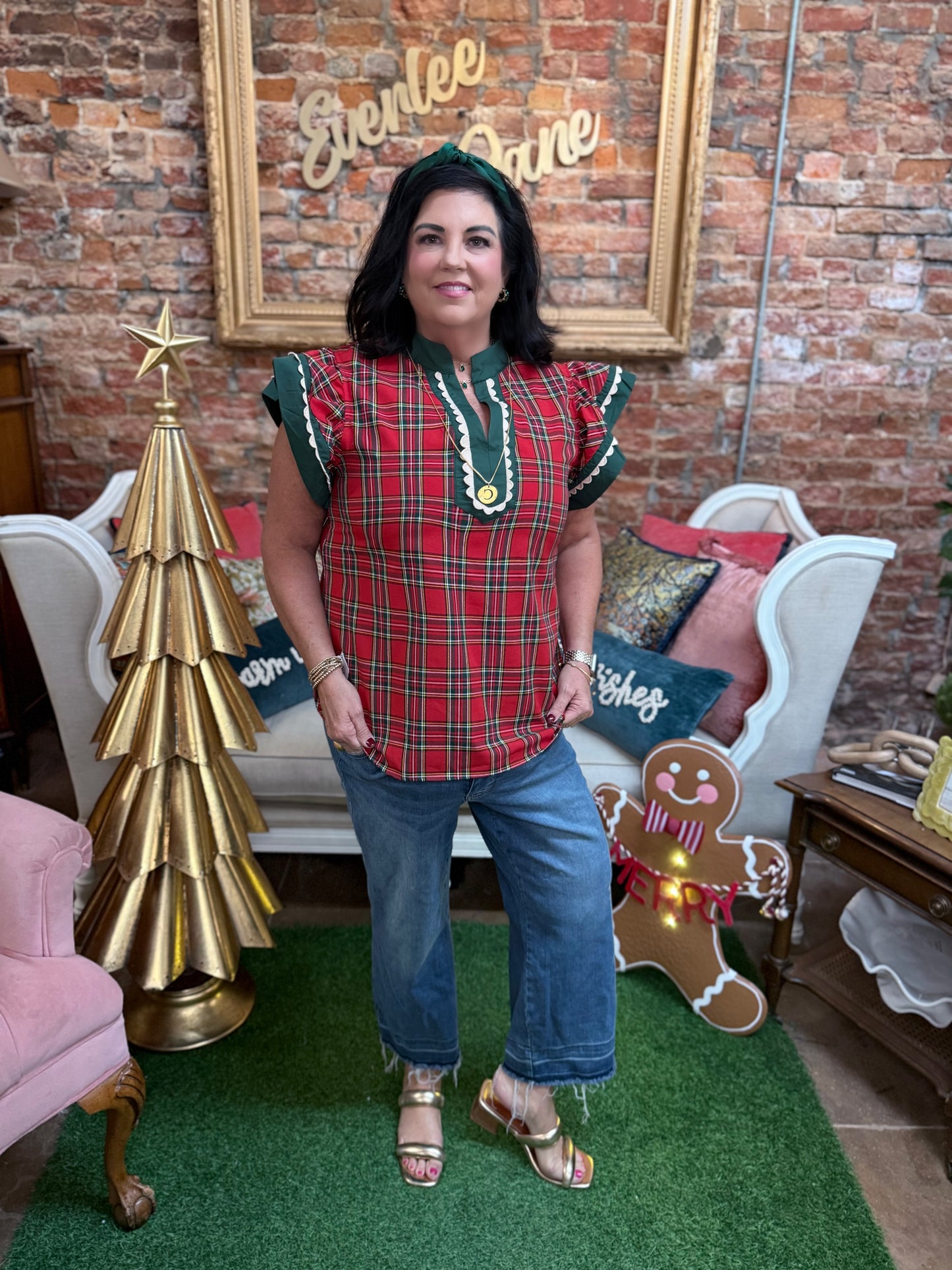 Mary Red Plaid Top