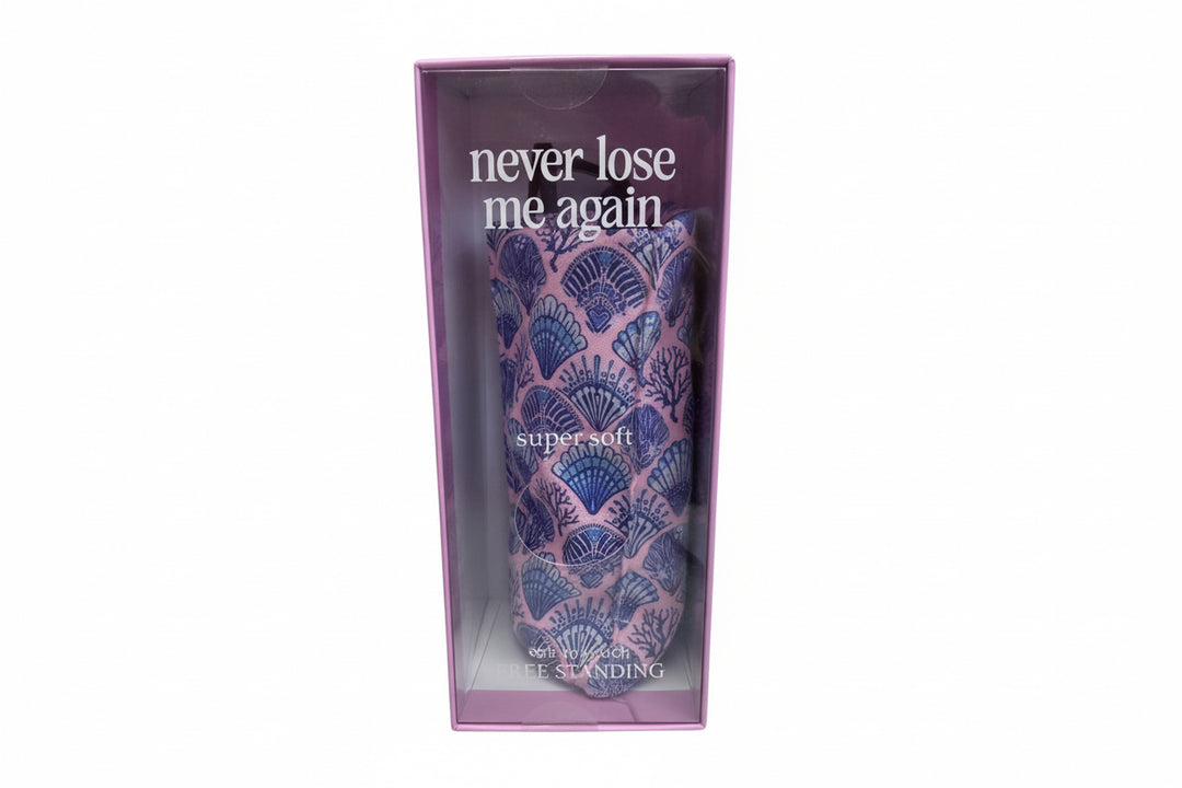 Free Standing Glasses Holder in purple box with pattern, labeled “never lose me again.” Sizes: not specified.