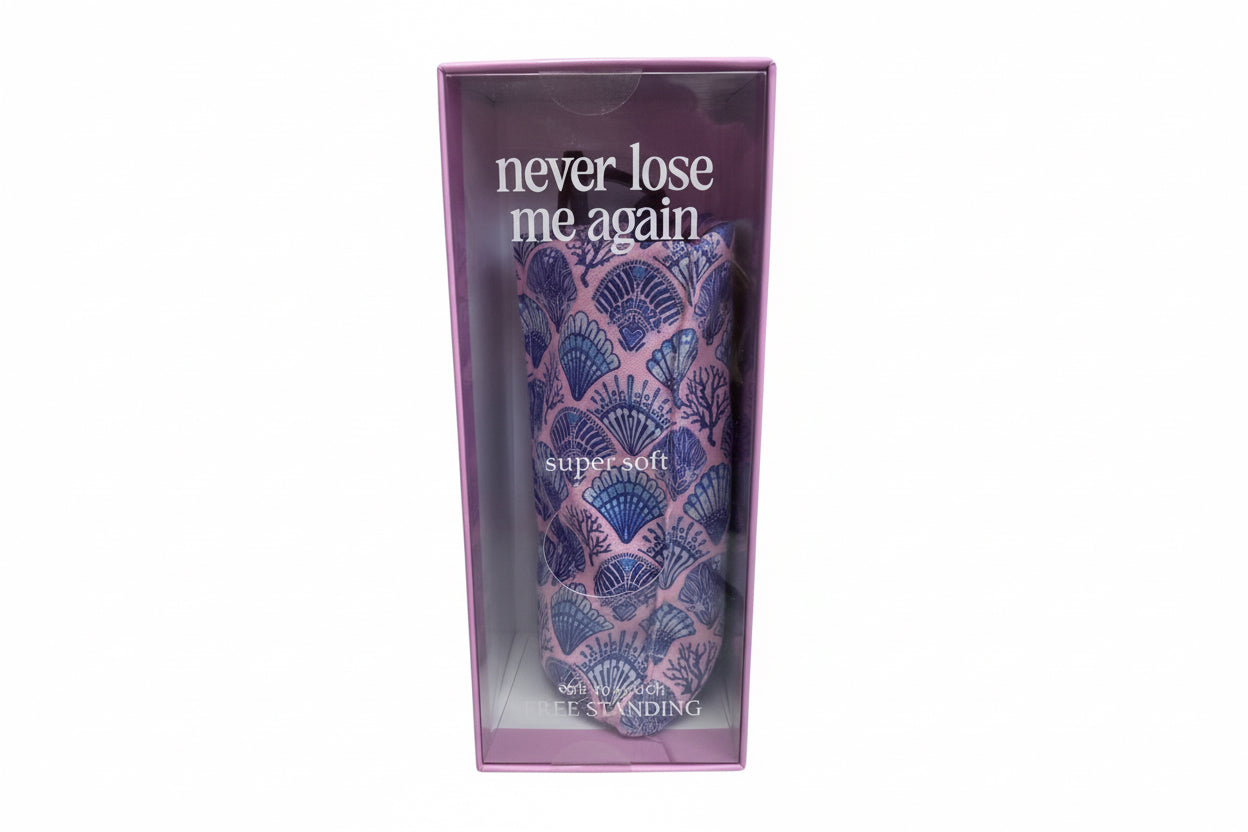 Free Standing Glasses Holder in purple box with pattern, labeled “never lose me again.” Sizes: not specified.