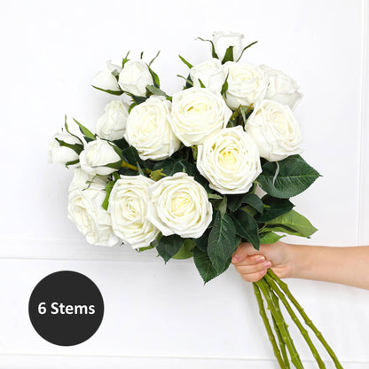 Wedding bouquet, 28.75" Real Touch Cabbage Rose in ivory, large bloom. Available in 28.75" size only.