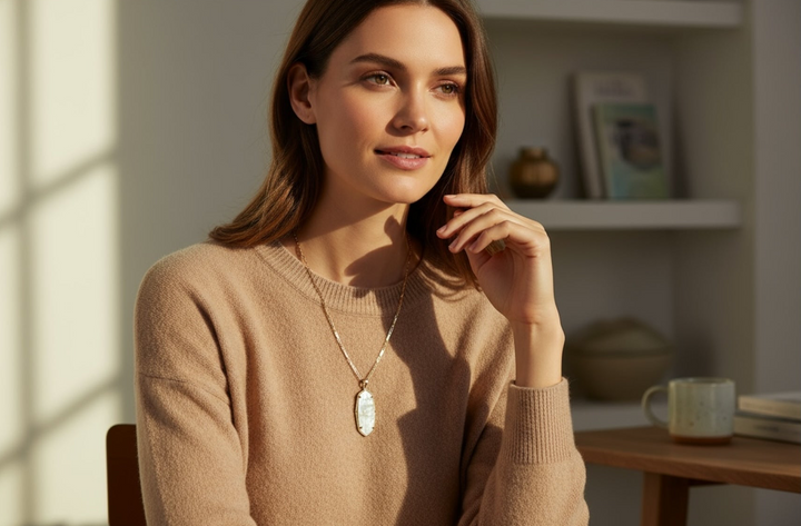 Elle Lattice Frame Pendant Necklace by Kendra Scott, available in small and medium sizes.