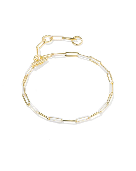 Courtney Enamel Bracelet by Kendra Scott features elongated oval and rectangular gold enamel links, a simple clasp, and adjustable extension. Available in multiple sizes.