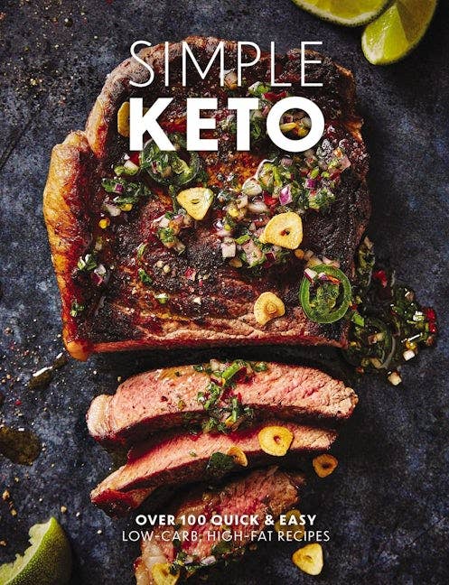 Simple Keto" cookbook featuring over 100 keto recipes; available in paperback and hardcover.