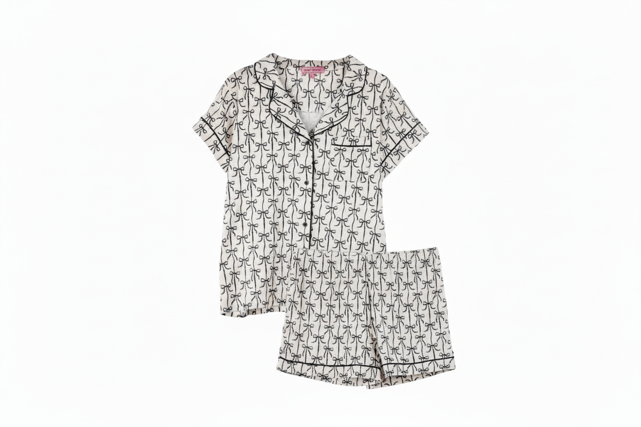 Bow Button-Up Pajama Set