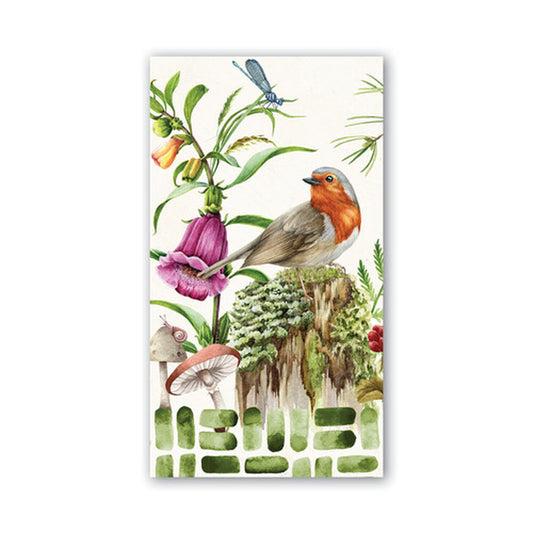 Biodegradable Moss & Oak Napkins with nature-inspired illustration. Available in cocktail and dinner sizes.