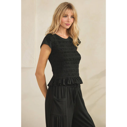 Boho Black Smocked Lounge Set