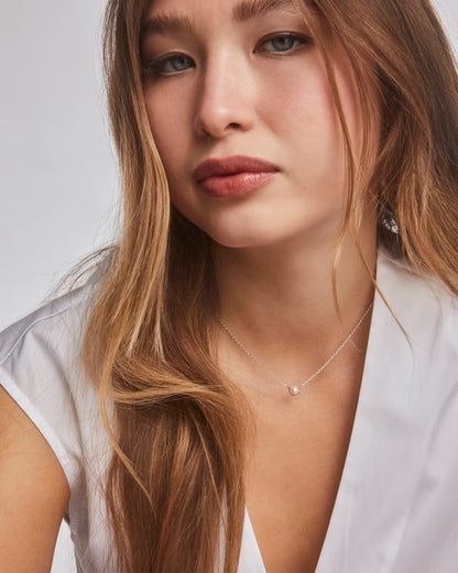 Ashton Pearl Necklace by Kendra Scott shown; features pearl detailing. Available in 16", 18", and 20" lengths.