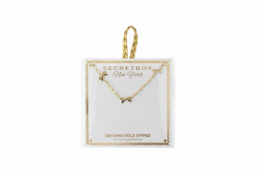 Gold Dipped Dainty Bow Station Necklace