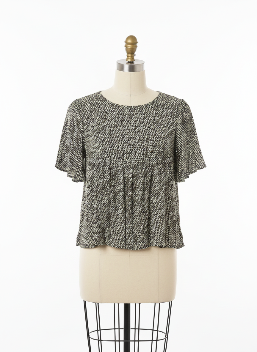 Green Woven Short Sleeve Top | P.S Kate