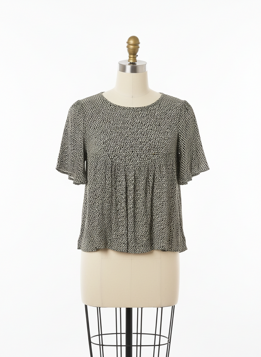 Green Woven Short Sleeve Top | P.S Kate