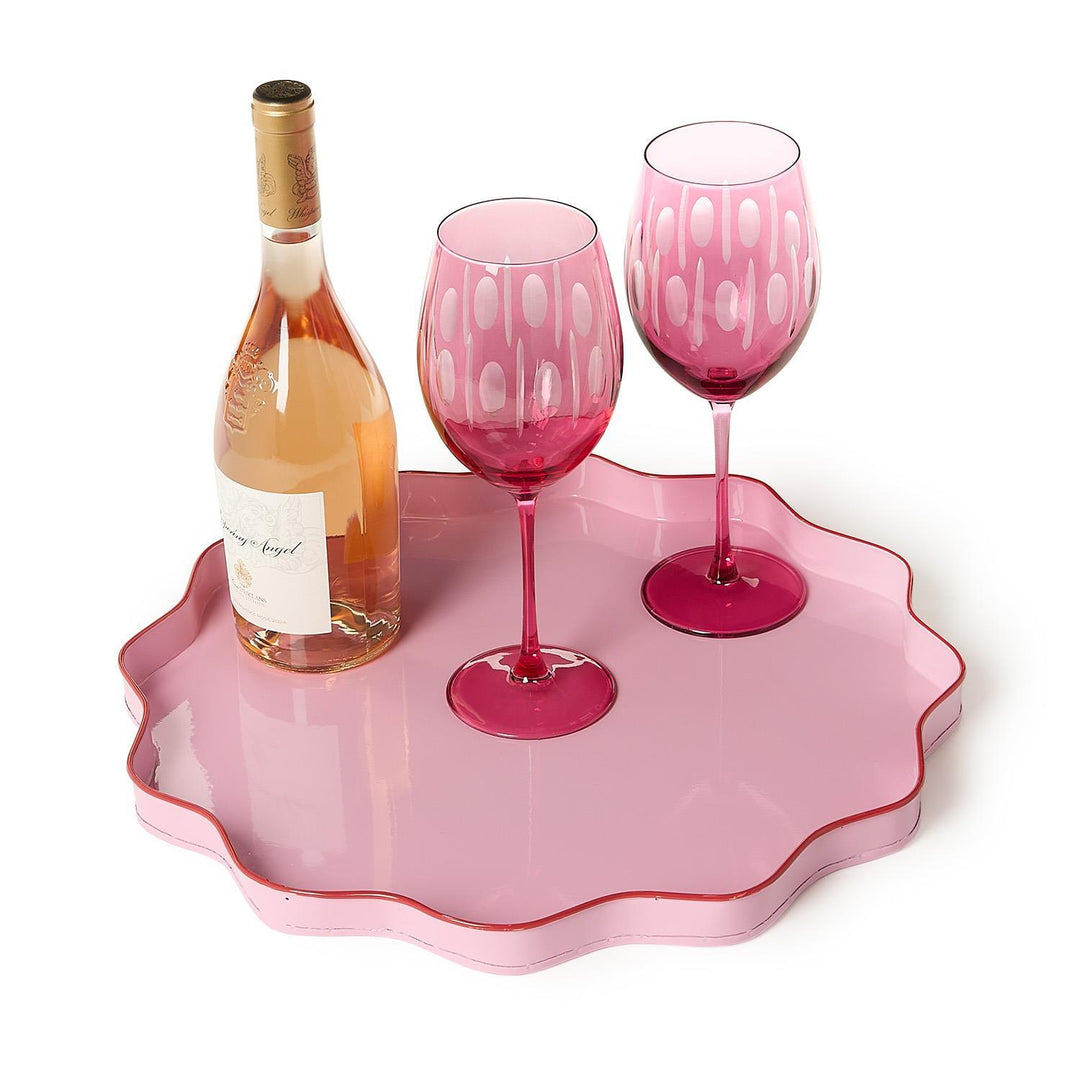 Pink scalloped tray, available in 2 sizes.