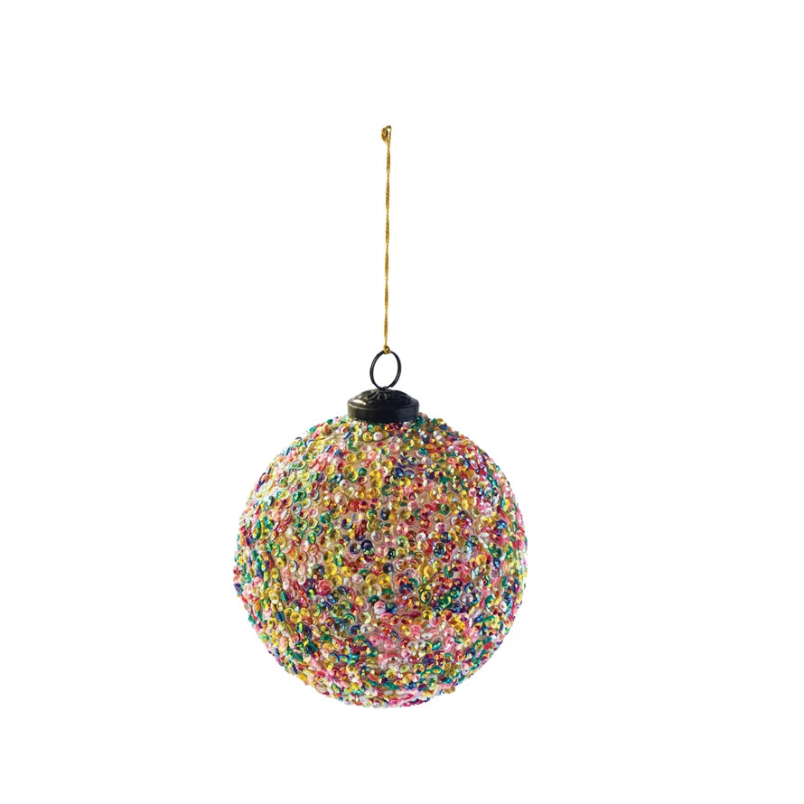 Recycled Sequined Glass Ball Ornament