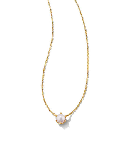 The Ashton Pearl Necklace by Kendra Scott: gold chain, single round white pearl, gold clasp. Available in 16", 18", 20".