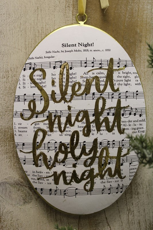 Oval Metsl Disc Ornament Silent Night Music