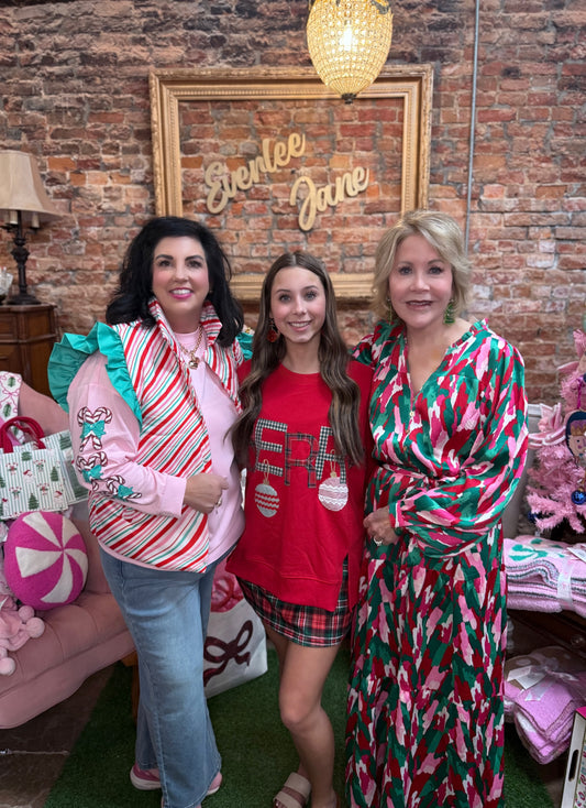 Merry Ornament Patchwork Long Sleeve Top