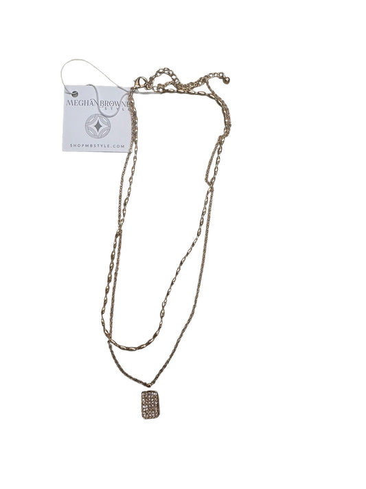 Fleet 2 Chain Gold Necklace with rectangular faux diamond pendant. Available sizes: One Size.