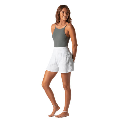 White Cotton Shorts with pockets, available in S/M.
