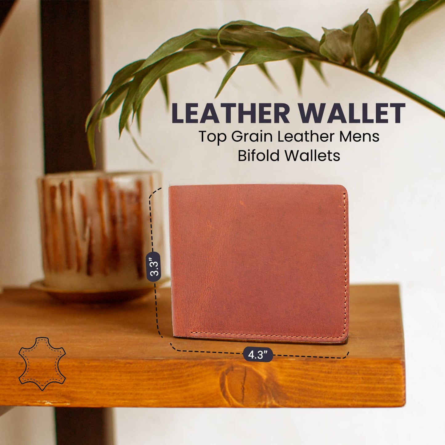 Genuine Leather Wallet for Men with Flap out ID Window: Dark Brown